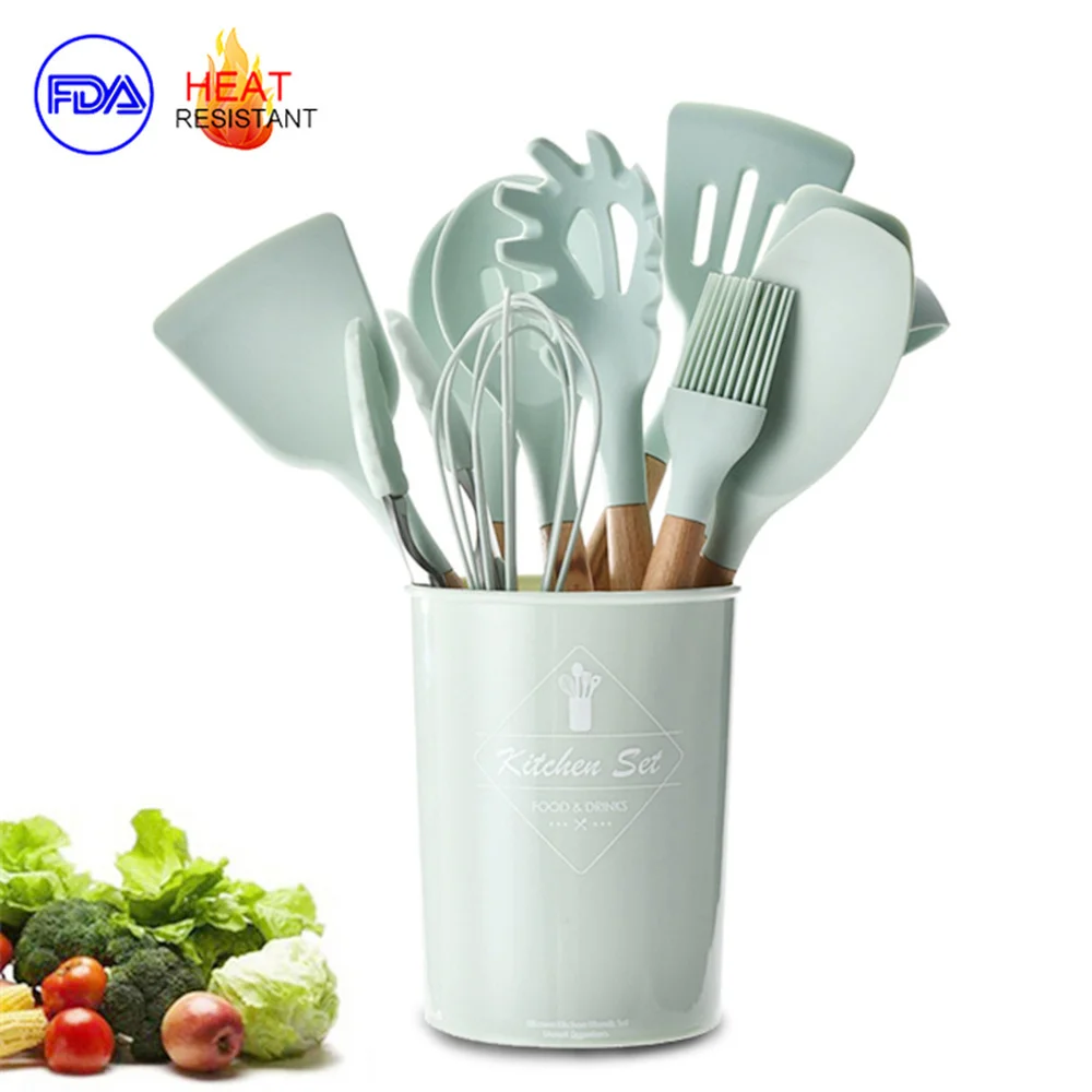 11/12Pcs Kitchen Utensil Set Silicone Cooking Tools Wooden Handle with Bamboo Holder Non-stick Spatula Cookware Kitchen Tools
11/12Pcs Kitchen Utensil Set Silicone Cooking Tools Wooden Handle with Bamboo Holder Non-stick Spatula Cookware Kitchen Tools
