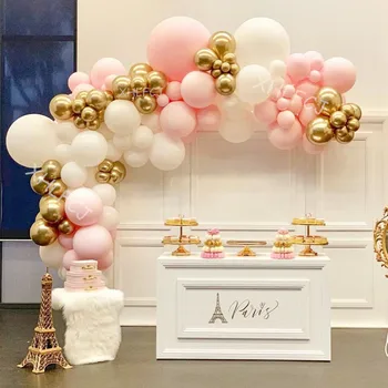 140pcs Pastel Pink white Gold Chrome Balloon Arch baby shower wedding Birthday Party Metallic balloons Decor Valentine's balls 
140pcs Pastel Pink white Gold Chrome Balloon Arch baby shower wedding Birthday Party Metallic balloons Decor Valentine's balls