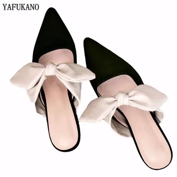 2020 Women Mules Slippers Med Heel Sandals Summer Slip On Slides Brand Butterfly-knot Point Toe Flip Flops Outdoor Slipper
2020 Women Mules Slippers Med Heel Sandals Summer Slip On Slides Brand Butterfly-knot Point Toe Flip Flops Outdoor Slipper