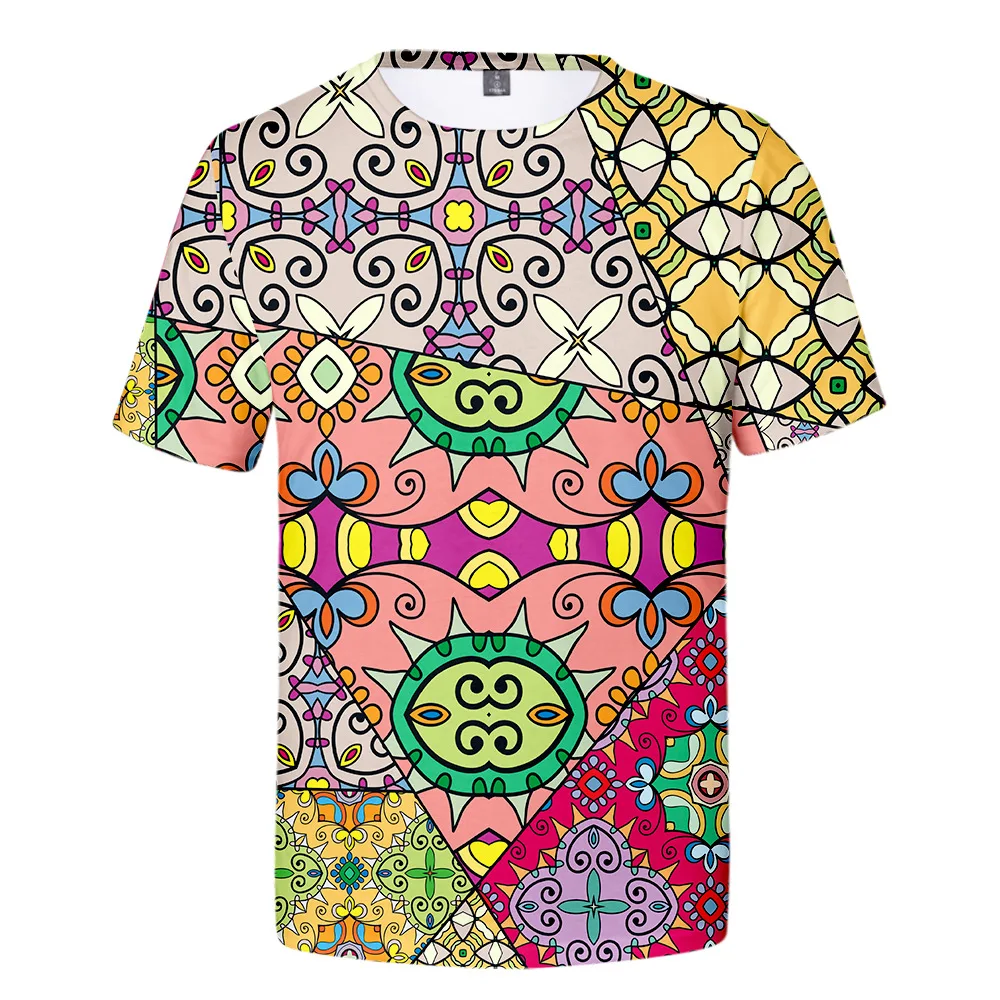 

2021 Retro stitching Tshirt 3D O-Neck Women Men T shirt Harajuku Summer Short Sleeve Streetwear Fashion Hip Hop Clothes