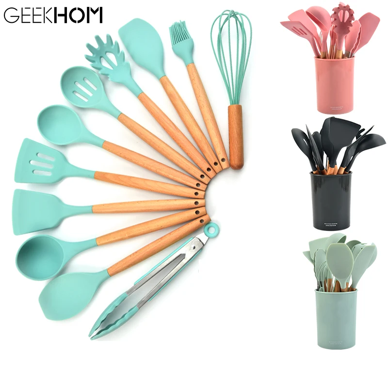 9/10/12PCS Silicone Cooking Utensils Set Non-stick Spatula Shovel Spoon Wooden Handle Cooking Tools Cookware Set Kitchen Tools
9/10/12PCS Silicone Cooking Utensils Set Non-stick Spatula Shovel Spoon Wooden Handle Cooking Tools Cookware Set Kitchen Tools