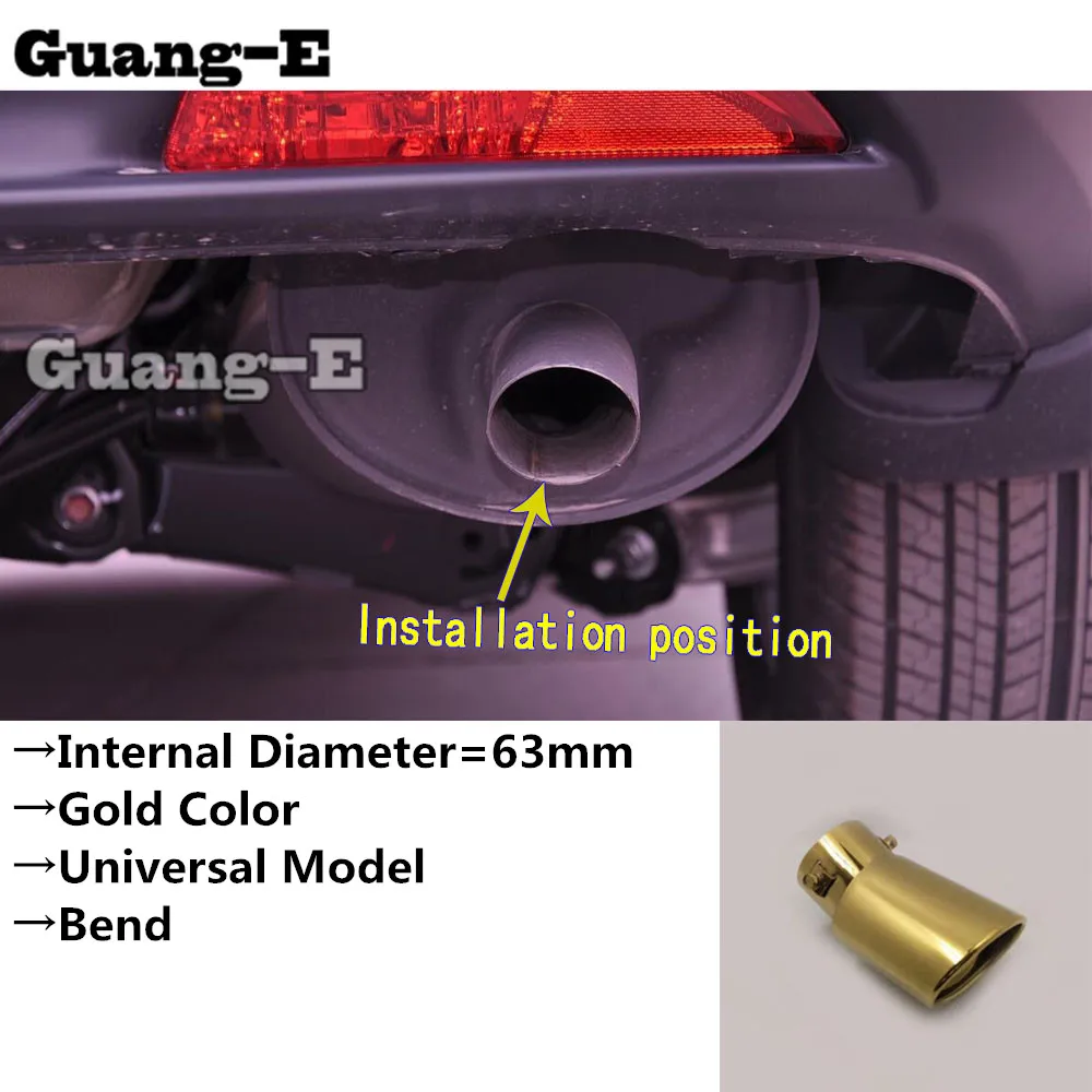 Internal Diameter=63mm/Gold Color/Universal Model Car Muffler Exterior Back End Pipe Dedicate Exhaust Tip Tail Outlet Vent | Автомобили и