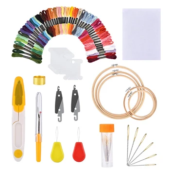 Handmade Embroidery 100 Color Thread Hoops Needles Set Cross Stitch DIY Material Tool Kit DIY Apparel Sewing & Fabric TB Sale
Handmade Embroidery 100 Color Thread Hoops Needles Set Cross Stitch DIY Material Tool Kit DIY Apparel Sewing & Fabric TB Sale