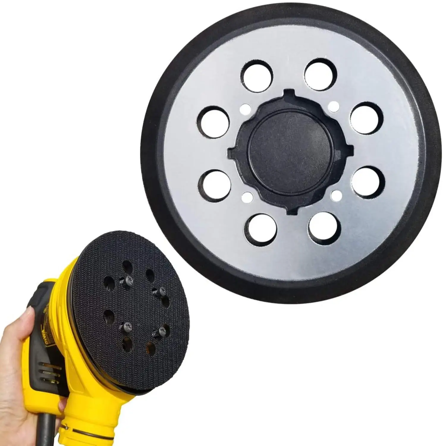 5 inch 8 Hole Replacement Sander Pads 5" Hook and Loop Sanding Backing Plates for DeWalt54 DWE6423/6423K, DWE6421/6421K, DCW210B
5 inch 8 Hole Replacement Sander Pads 5" Hook and Loop Sanding Backing Plates for DeWalt54 DWE6423/6423K, DWE6421/6421K, DCW210B