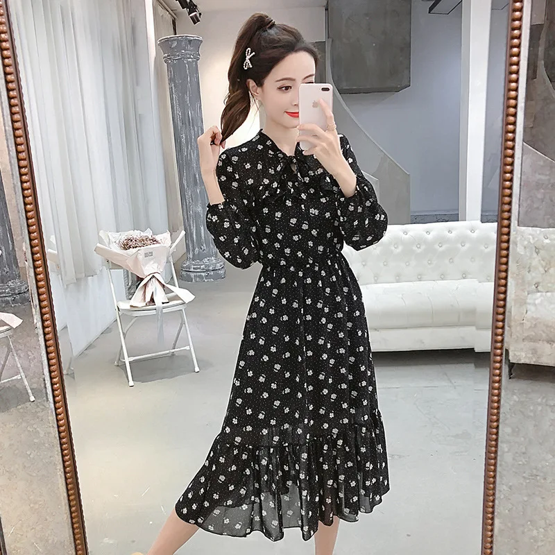 Spring Clothing New Style Floral-Print Chiffon Dress Women's Mid-length Waist Hugging Long Sleeve Skirt Immortal
Spring Clothing New Style Floral-Print Chiffon Dress Women's Mid-length Waist Hugging Long Sleeve Skirt Immortal