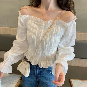 Ladies Crop Top White Shirt Women's 2020 Early Spring New Retro Off-Shoulder High Waist Slim-Fit Shirt Puff Sleeve Top Blusas
Ladies Crop Top White Shirt Women's 2020 Early Spring New Retro Off-Shoulder High Waist Slim-Fit Shirt Puff Sleeve Top Blusas