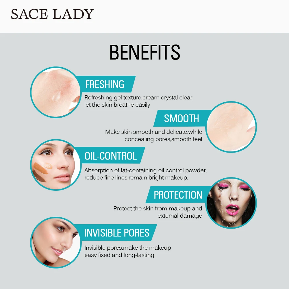 Основа для макияжа SACE LADY Face Primer натуральная матовая основа невидимые поры