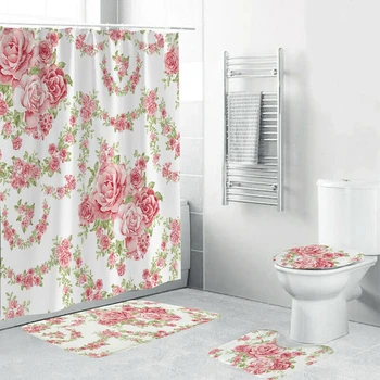 Waterproof Bathroom Shower Curtain Bath Mat Toilet Rug Toilet Lid Cover Set African Leaves Prints Bath Shower Curtains
Waterproof Bathroom Shower Curtain Bath Mat Toilet Rug Toilet Lid Cover Set African Leaves Prints Bath Shower Curtains