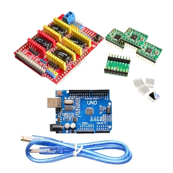 Cnc shield v3 engraving machine 3D Printer + 4 x A4988 drive expansion board + USB cable with UNO R3 
Cnc shield v3 engraving machine 3D Printer + 4 x A4988 drive expansion board + USB cable with UNO R3