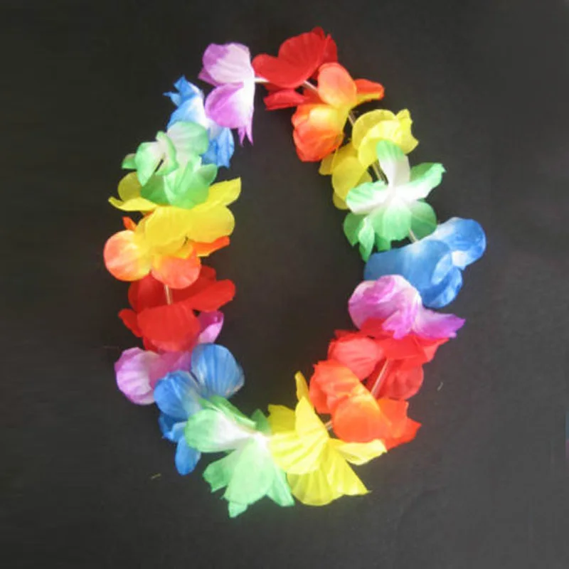 

4pcs Hawaiian Flower Leis Garland Necklace Fancy Dress Party Hawaii Beach Fun Hawaiian Flower Garlands High Realistic Appearance