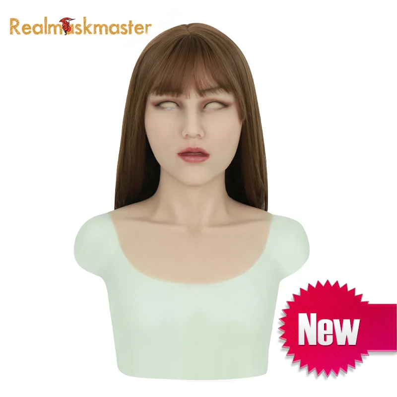 

Roanyer silicone artificial realistic long neck may mask for crossdresser halloween transgender sexy cosplay shemale