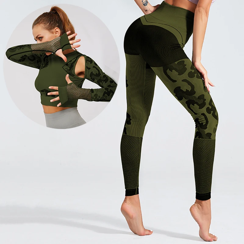2 Pieces Gym Set Workout Clothes for Women Camo Knit Long Sleeve Compression Crop Top + Seamless Leggings Yoga 2 Piece Set
2 Pieces Gym Set Workout Clothes for Women Camo Knit Long Sleeve Compression Crop Top + Seamless Leggings Yoga 2 Piece Set