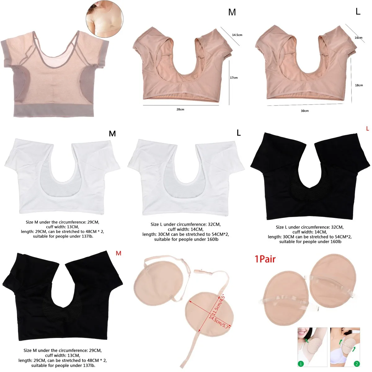 T-shirt Shape Sweat Pads Reusable Washable Underarm Armpit Perfume Absorbing Anti M L Model | Красота и здоровье