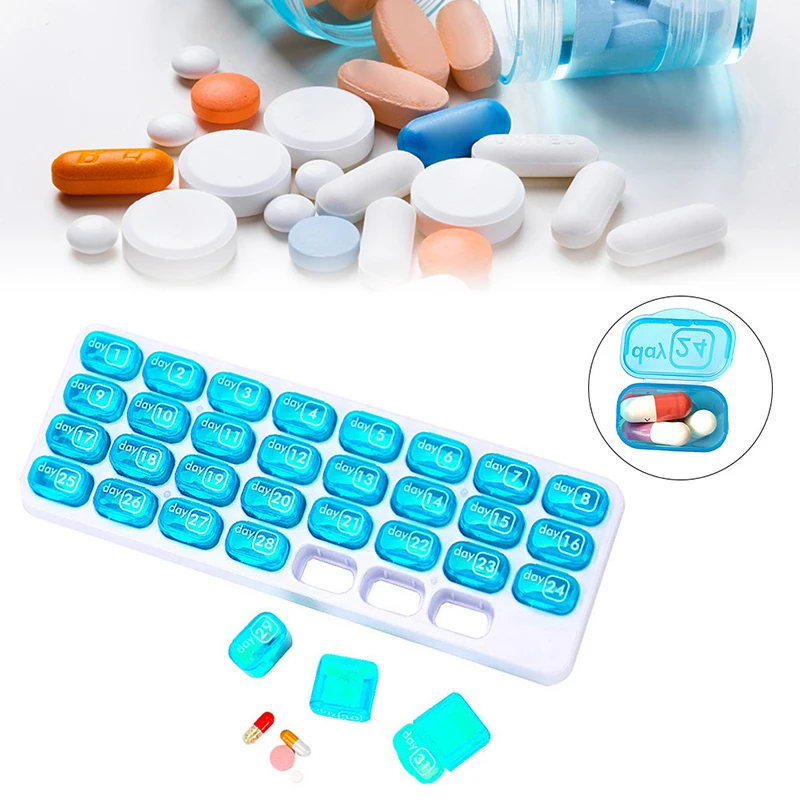 NEW 31 Days Weekly Tablet Pill Medicine Box Holder Storage Organizer Container Case Portable Moisture Proof Splitters | Красота и