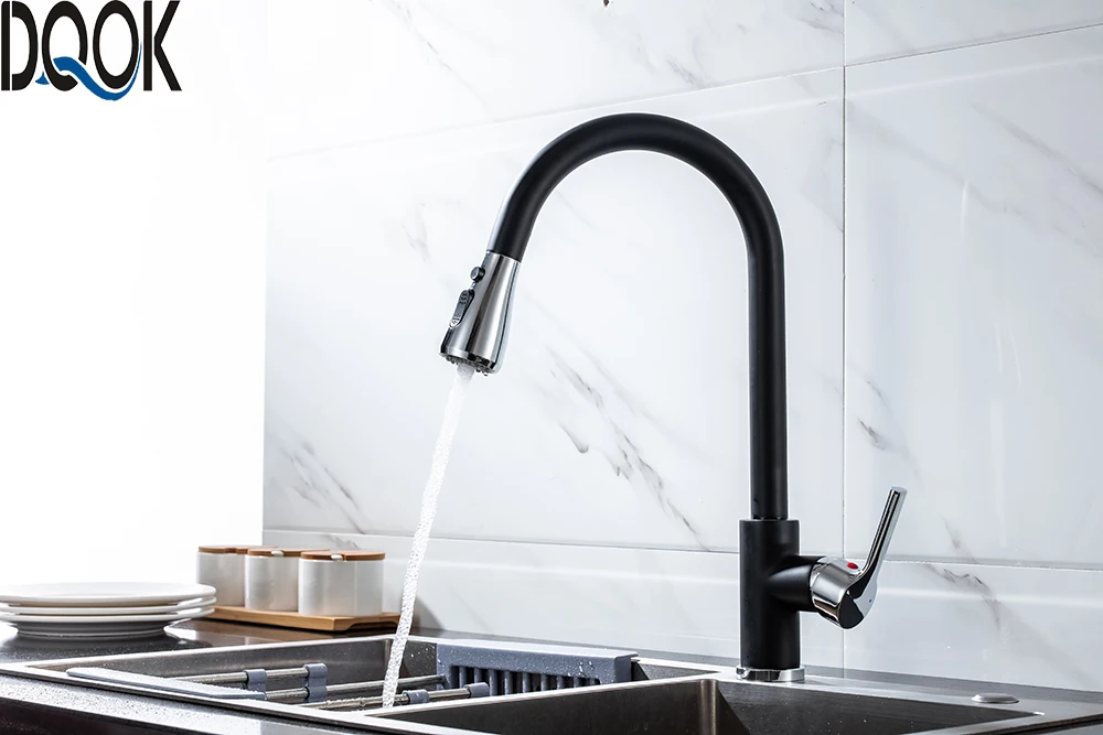 Kitchen Faucet Blacked Single Handle Pull Down White Kitchen Tap Single Hole 360 Degree Brushed Nickle Faucets Water Mixer Tap