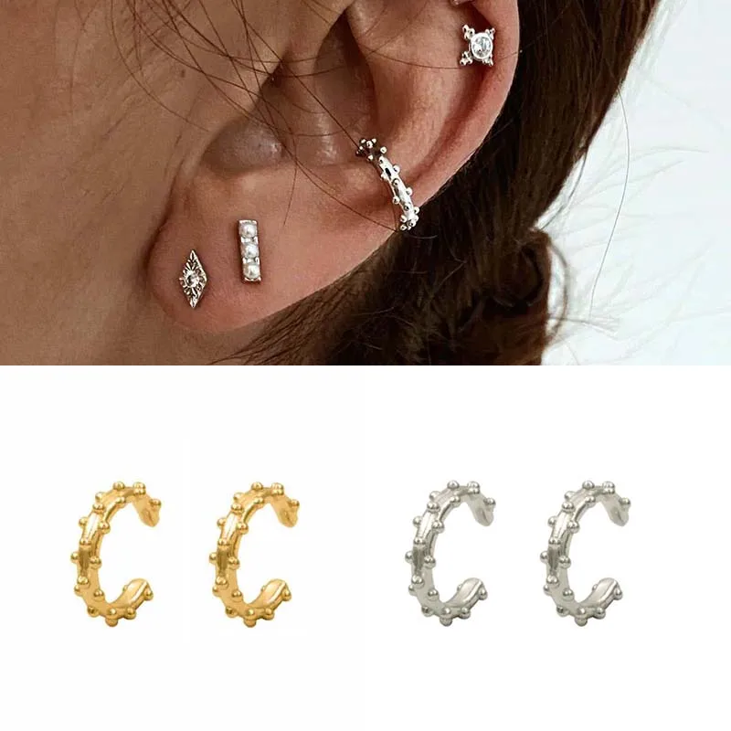 

CRMYA Clip On Earrings For Women Gold Silver Filled Round CZ Zircon Unusual Punk Men Ear Cuffs Jewelry Wholesale