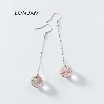 high quality Korean version Women's fashion Wild sweet S925 silver Pink flowers earring Girls jewelry accessories gift Ear line 
high quality Korean version Women's fashion Wild sweet S925 silver Pink flowers earring Girls jewelry accessories gift Ear line