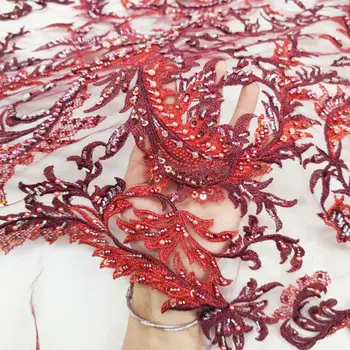 Red Color 2020 African Latest Design Luxury Beaded Embroidery Lace Fabric Exquisite Factory French Tulle Mesh For Evening Dress
Red Color 2020 African Latest Design Luxury Beaded Embroidery Lace Fabric Exquisite Factory French Tulle Mesh For Evening Dress