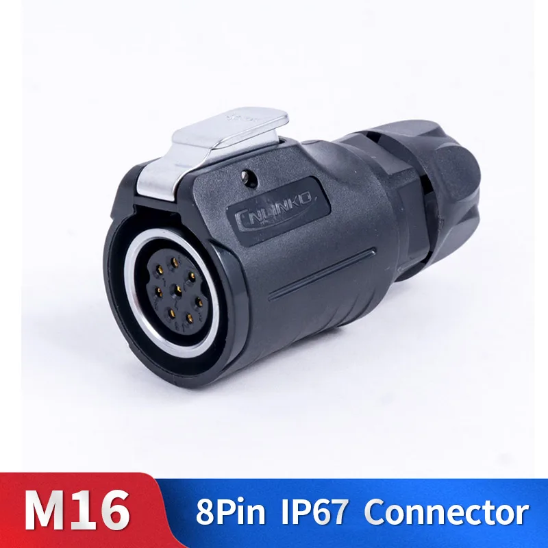 M16 8 Pin Semi-metal Shell Connector Male Female Plug And Mating Socket Power Waterproof Cable Wire For Led Equipment | Обустройство