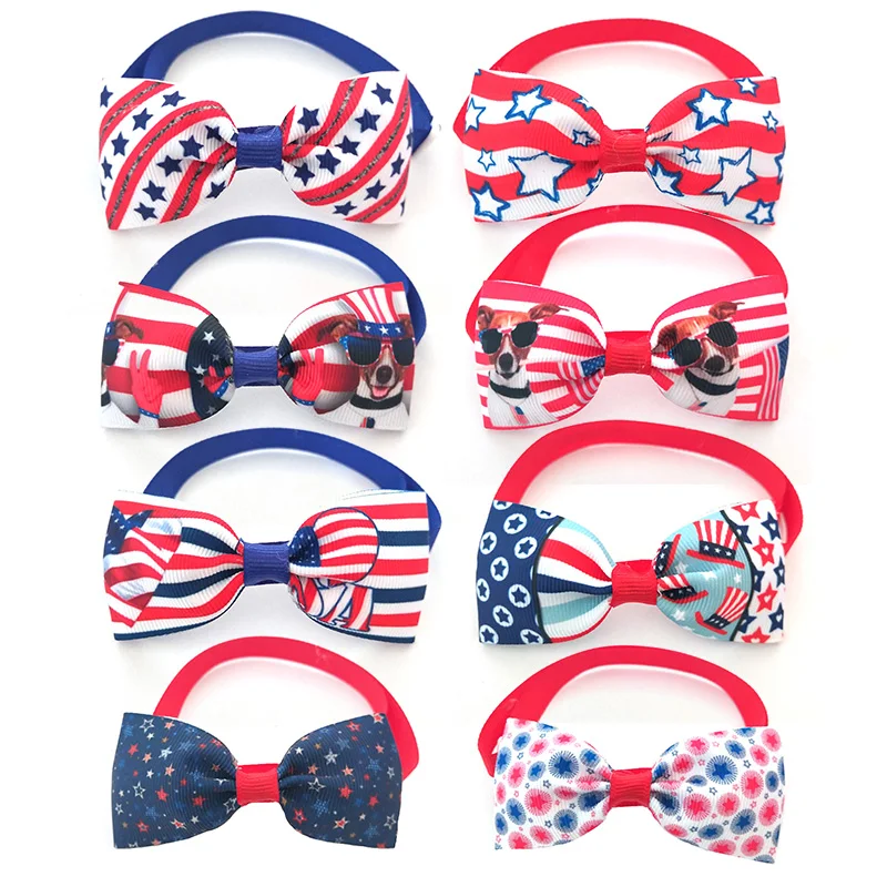 

30/50/ Pcs Independence Day USA 4th of July Pet Dog Bowties Collar Small Dog Cat BowTie for Dogs Grooming Products Pet Supplies