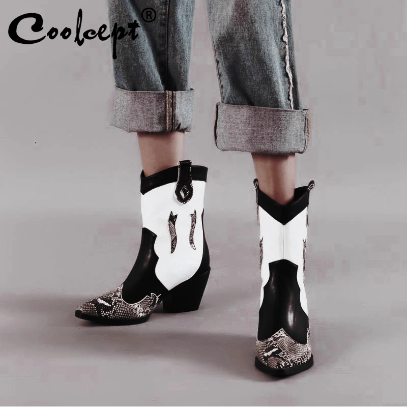 Coolcept Ankle Boots For Women Plus Size 33-45 Winter Designer Shoes Women Fashion Snake Print Western Cowgirl High Heel Boots
Coolcept Ankle Boots For Women Plus Size 33-45 Winter Designer Shoes Women Fashion Snake Print Western Cowgirl High Heel Boots