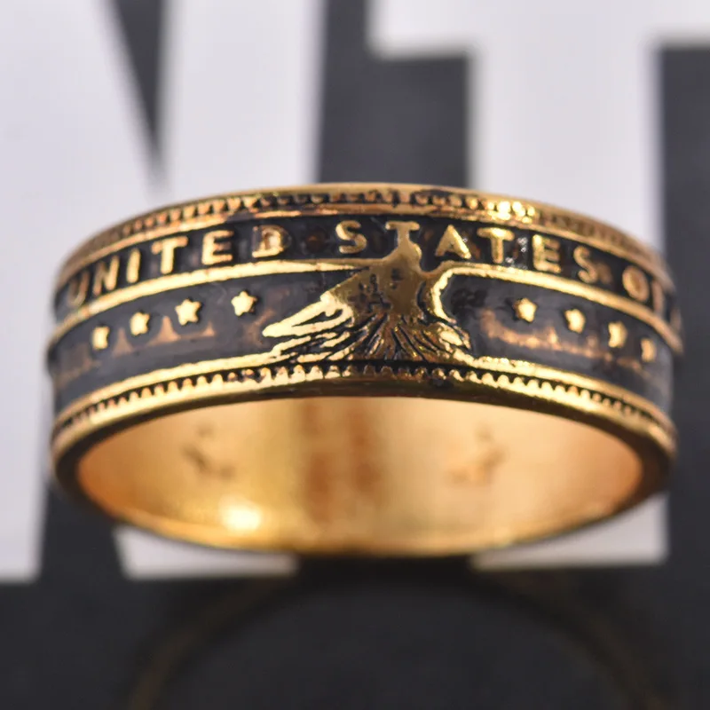 Фото Мужские кольца в стиле стимпанк винтажные с изображением волка США