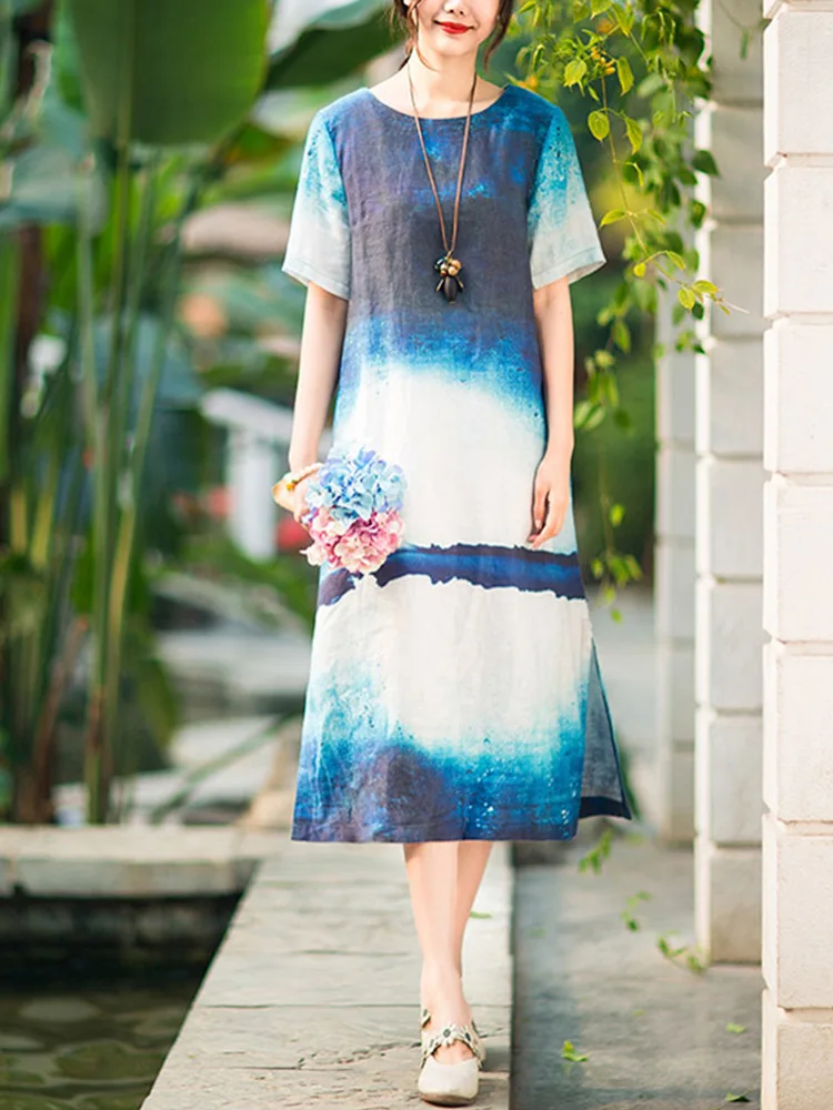 2019 Spring And Summer New Style Star Pattern Gradient Color Printed Slit Hemline at Hem Mid-length Dress
2019 Spring And Summer New Style Star Pattern Gradient Color Printed Slit Hemline at Hem Mid-length Dress