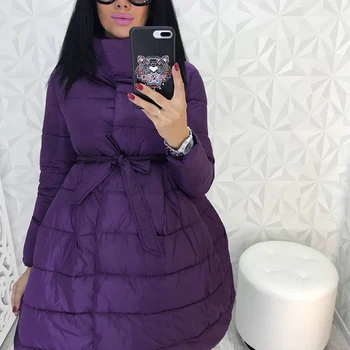 Ladies Padded Coats Winter Women Plus Size Long Jacket With Bow-Knot Waist Belt Fashion Loose Thick Warm Coat Standing collar
Ladies Padded Coats Winter Women Plus Size Long Jacket With Bow-Knot Waist Belt Fashion Loose Thick Warm Coat Standing collar