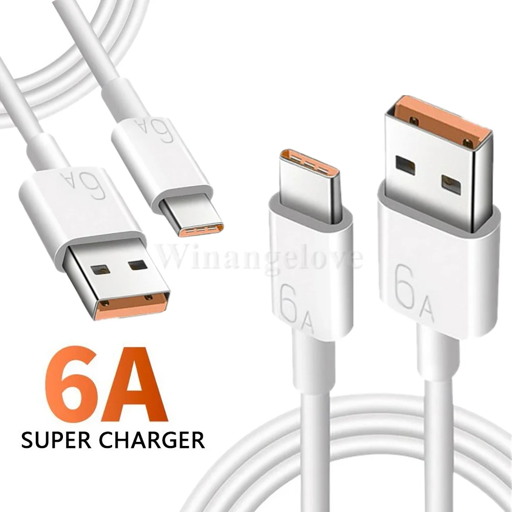10Pcs/lot 6A Type C Cable Fast Super charge USB Data Line For Huawei P40 P30 P10 Pro Mate 40 30 20 P9 for Honor 30S 9X V9 | Мобильные