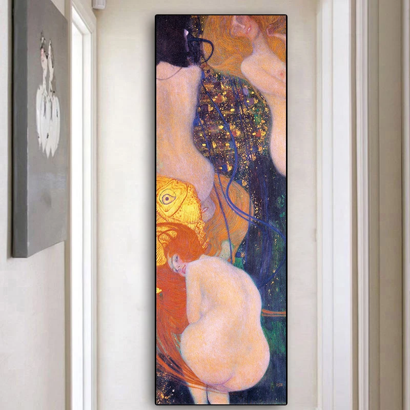 Картина маслом Gustav Klimt известная как Kiss Goldfish на холсте постеры и принты настенные