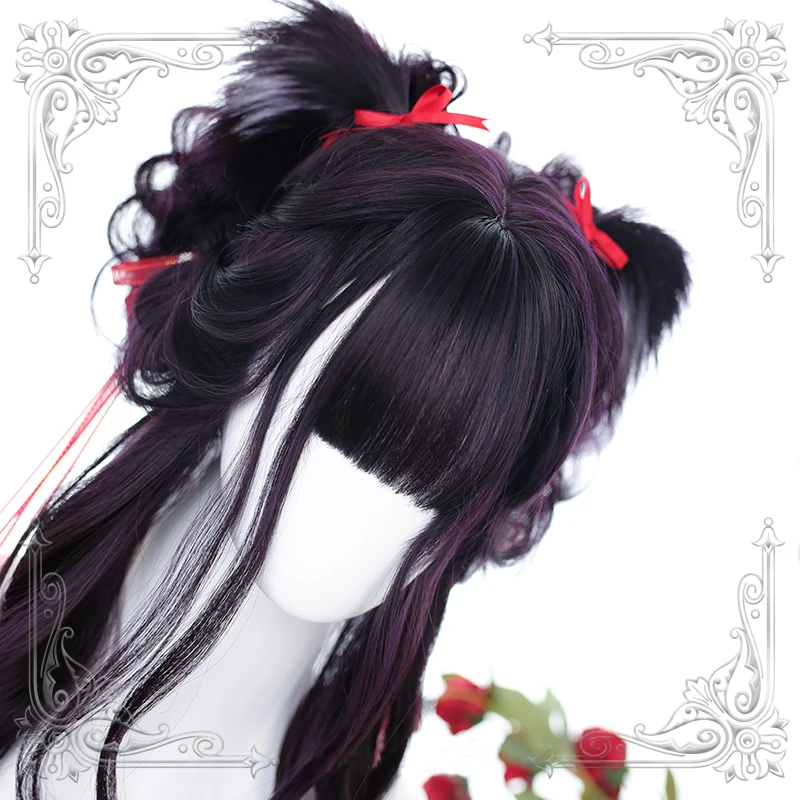 Female Long Wavy Bangs Enchanting Wig Black Purple Gradual Change Animal Ear Women Slight Curly Wigs Cosplay Party
Female Long Wavy Bangs Enchanting Wig Black Purple Gradual Change Animal Ear Women Slight Curly Wigs Cosplay Party