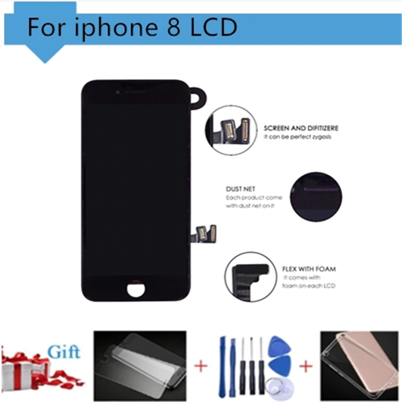 Top quality LCD or Display For iPhone 8 Full Set with 3D Touch Screen Digitizer Phone Replacement & Front Camera &Tools
Top quality LCD or Display For iPhone 8 Full Set with 3D Touch Screen Digitizer Phone Replacement & Front Camera &Tools