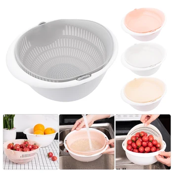 Storage Plastic Organizer Kitchen Double Layer Basket Bowl Rotatable Rice Washing Colander Hollow Vegetable Fruit Strainer Drain 
Storage Plastic Organizer Kitchen Double Layer Basket Bowl Rotatable Rice Washing Colander Hollow Vegetable Fruit Strainer Drain