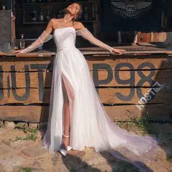 Sevintage Off the Shoulder Boho Wedding Dresses Long Sleeves Lace Bridal Gowns HIgh Slit Ruffles Bride Dress Princess 2021 
Sevintage Off the Shoulder Boho Wedding Dresses Long Sleeves Lace Bridal Gowns HIgh Slit Ruffles Bride Dress Princess 2021