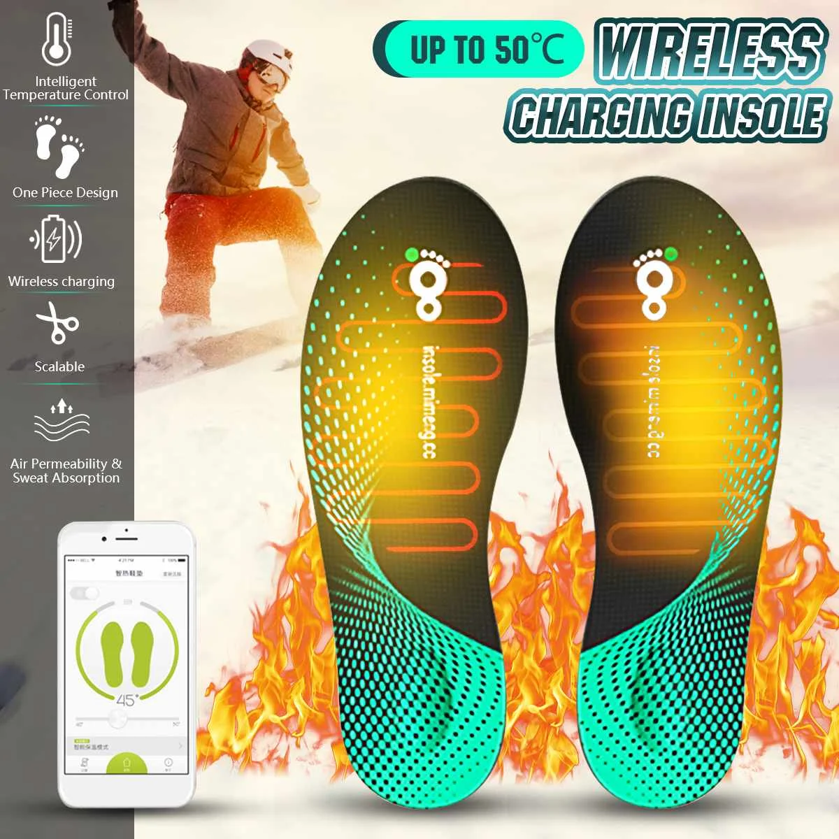 Electric Smart Heated Insoles Warm Foot Heater Wireless Charging Breathable APP Control Support Winter Heated Insoles Foot Pads
Electric Smart Heated Insoles Warm Foot Heater Wireless Charging Breathable APP Control Support Winter Heated Insoles Foot Pads