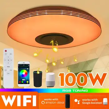 100W WiFi APP Intelligent Control RGB LED Ceiling Light Modern bluetooth Music Light Remote Control Lamp Living Room Bedroom
100W WiFi APP Intelligent Control RGB LED Ceiling Light Modern bluetooth Music Light Remote Control Lamp Living Room Bedroom