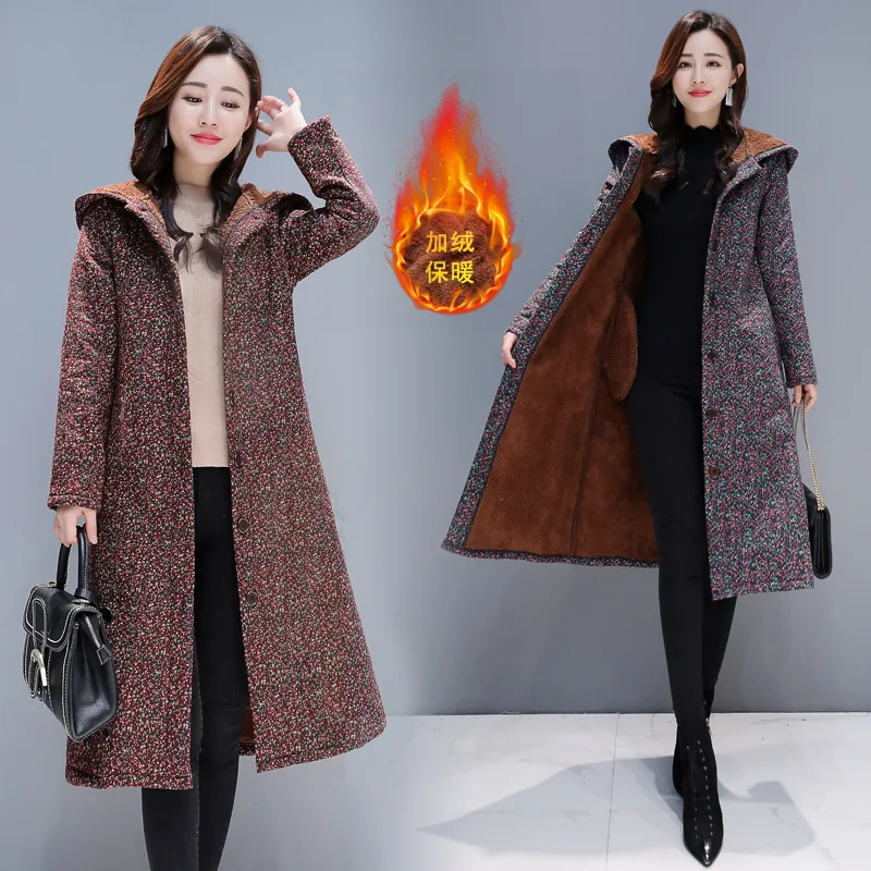 Winter Ethnic-Style Cotton-padded Clothes Women's Medium-length Brushed And Thick Chinese-style Cotton Linen Retro Hooded Coat
Winter Ethnic-Style Cotton-padded Clothes Women's Medium-length Brushed And Thick Chinese-style Cotton Linen Retro Hooded Coat