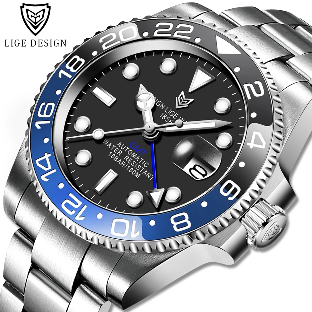LIGE Top Brand 2020 New Men Automatic Watch Waterproof Sport Mechanical Wristwatch reloj hombre Luxury Stainless Steel GMT Watch
LIGE Top Brand 2020 New Men Automatic Watch Waterproof Sport Mechanical Wristwatch reloj hombre Luxury Stainless Steel GMT Watch