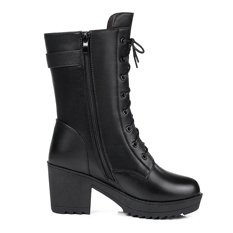 Korean women's autumn and winter snow boots lace-up high-heeled thick-heeled Martin boots
Korean women's autumn and winter snow boots lace-up high-heeled thick-heeled Martin boots
