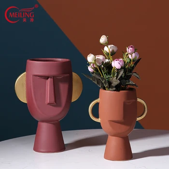 Creative Head Vase Ceramic Face Planter Pots Nordic Home Accessories Decor Dried Flower Vases Filler Indoor Office Hotel Planter
Creative Head Vase Ceramic Face Planter Pots Nordic Home Accessories Decor Dried Flower Vases Filler Indoor Office Hotel Planter
