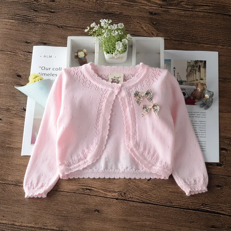 

Cardigan Sweater Baby Girl Bow Sweet One Button Cotton Newborn Summer Infant Jacket 3 to 24 Month Baby Clothes OKC205024