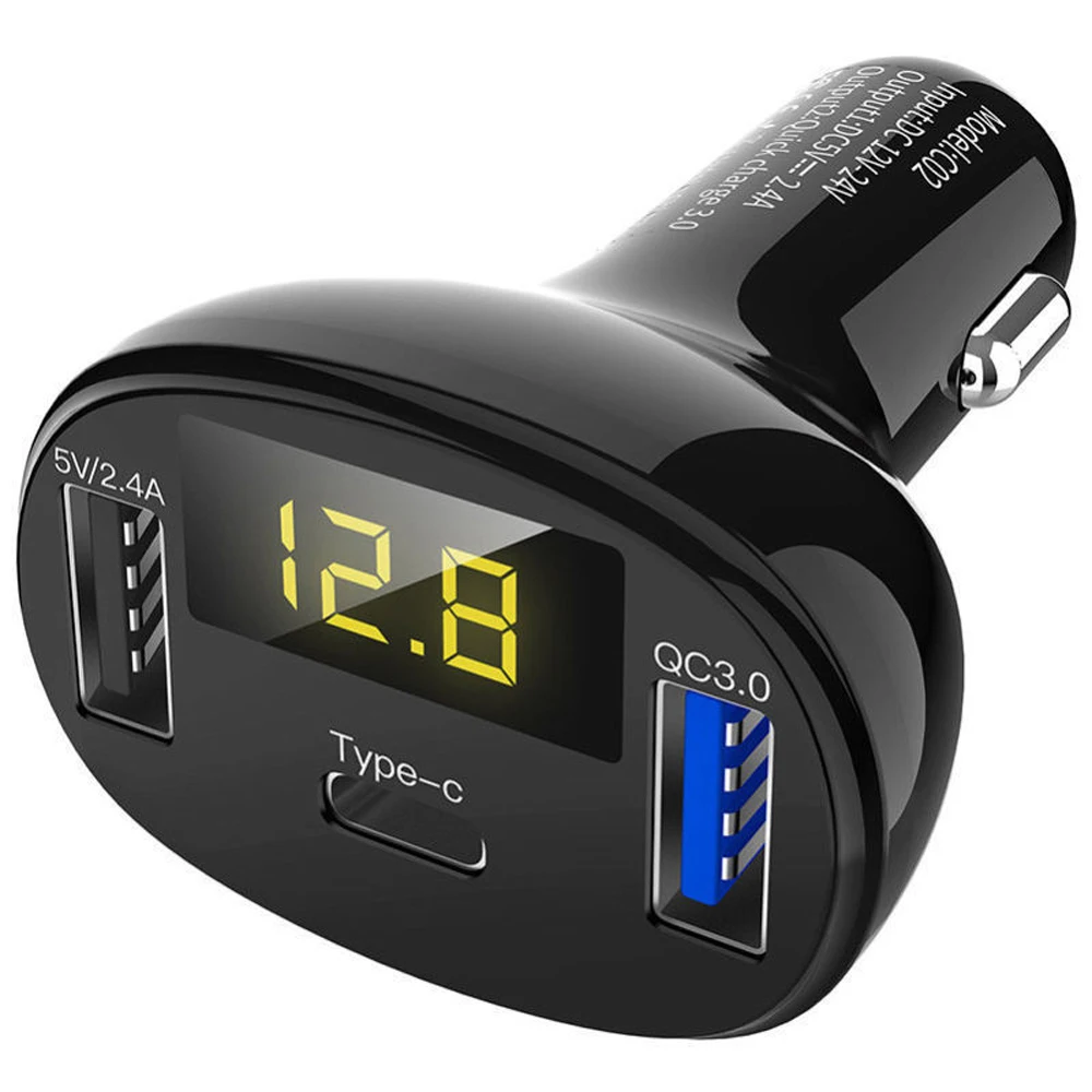 Dual USB Car Charger With LED Display QC3.0 Quick Charge 3 USB Type C Port Fast Car Charger Universal Mobile Phone for Xiaomi
Dual USB Car Charger With LED Display QC3.0 Quick Charge 3 USB Type C Port Fast Car Charger Universal Mobile Phone for Xiaomi