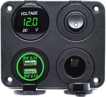 Dual USB Charger Socket 4.2A + 12V Power Outlet + LED Voltmeter + ON-Off Toggle Switch 4 in 1 Multi-Functions Panel for Car Mari
Dual USB Charger Socket 4.2A + 12V Power Outlet + LED Voltmeter + ON-Off Toggle Switch 4 in 1 Multi-Functions Panel for Car Mari