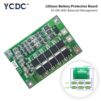 3S 40A BMS 11.1V 12.6V 18650 Lithium Li Ion Lipolymer Battery Protection PCB Board With Balanced Version For Drill 40A Current
3S 40A BMS 11.1V 12.6V 18650 Lithium Li Ion Lipolymer Battery Protection PCB Board With Balanced Version For Drill 40A Current