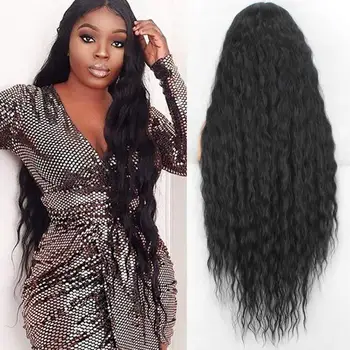 DQ 38 Inch Synthetic Wig Lace Front Long Deep Wave Wigs For Black Women Cosplay Wig Black Color Middle Part Heat Resistant Fiber 
DQ 38 Inch Synthetic Wig Lace Front Long Deep Wave Wigs For Black Women Cosplay Wig Black Color Middle Part Heat Resistant Fiber