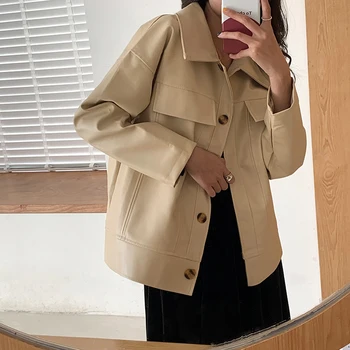 Mooirue Vintage Leather Coat 2020 Spring Women Cool Streetwear Solid Button Loose Korean Style Apricot Black Pu Jackets
Mooirue Vintage Leather Coat 2020 Spring Women Cool Streetwear Solid Button Loose Korean Style Apricot Black Pu Jackets