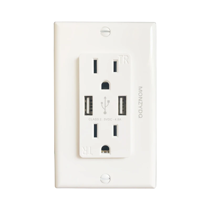 MONZYDQ US standard dual With 4.8A2 Usb Port Charger wall socket,double 2.1A socket with usb pc flame retardant panel 118mm*76mm
MONZYDQ US standard dual With 4.8A2 Usb Port Charger wall socket,double 2.1A socket with usb pc flame retardant panel 118mm*76mm