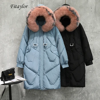 Fitaylor Winter Large Real Fox Fur Collar Hooded Down Long Parka Women Warm Thickness White Duck Down Parka Loose Snow Outerwear
Fitaylor Winter Large Real Fox Fur Collar Hooded Down Long Parka Women Warm Thickness White Duck Down Parka Loose Snow Outerwear