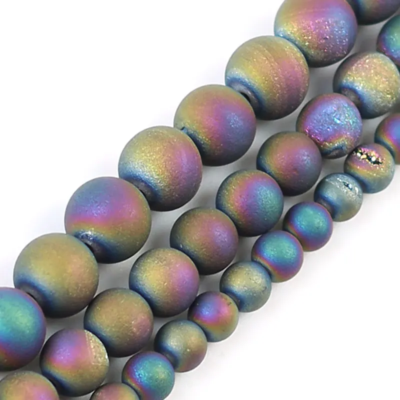 Color Round Metallic Coated Druzy Agates Natural Stone Beads 6/8/10mm For DIY Necklace Bracelet Earring Jewelry Making 15"
Color Round Metallic Coated Druzy Agates Natural Stone Beads 6/8/10mm For DIY Necklace Bracelet Earring Jewelry Making 15"