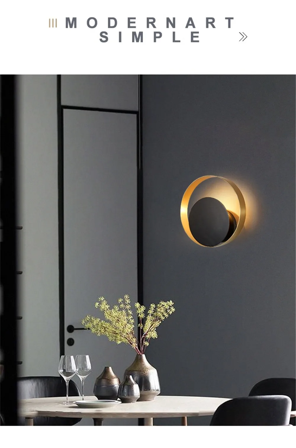 Nordic Modern LED Wall Lamp Loft Decor Sconce Wall Lights Iron Gold Black Bedside Wall Lamp Home Lighting Indoor Luminaire (7)